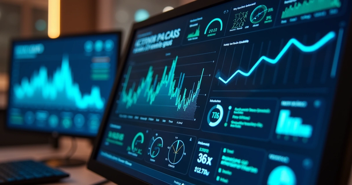 Tela de computador mostrando gráficos de desempenho de anúncios pagos com indicadores de sucesso e desperdício destacados 
