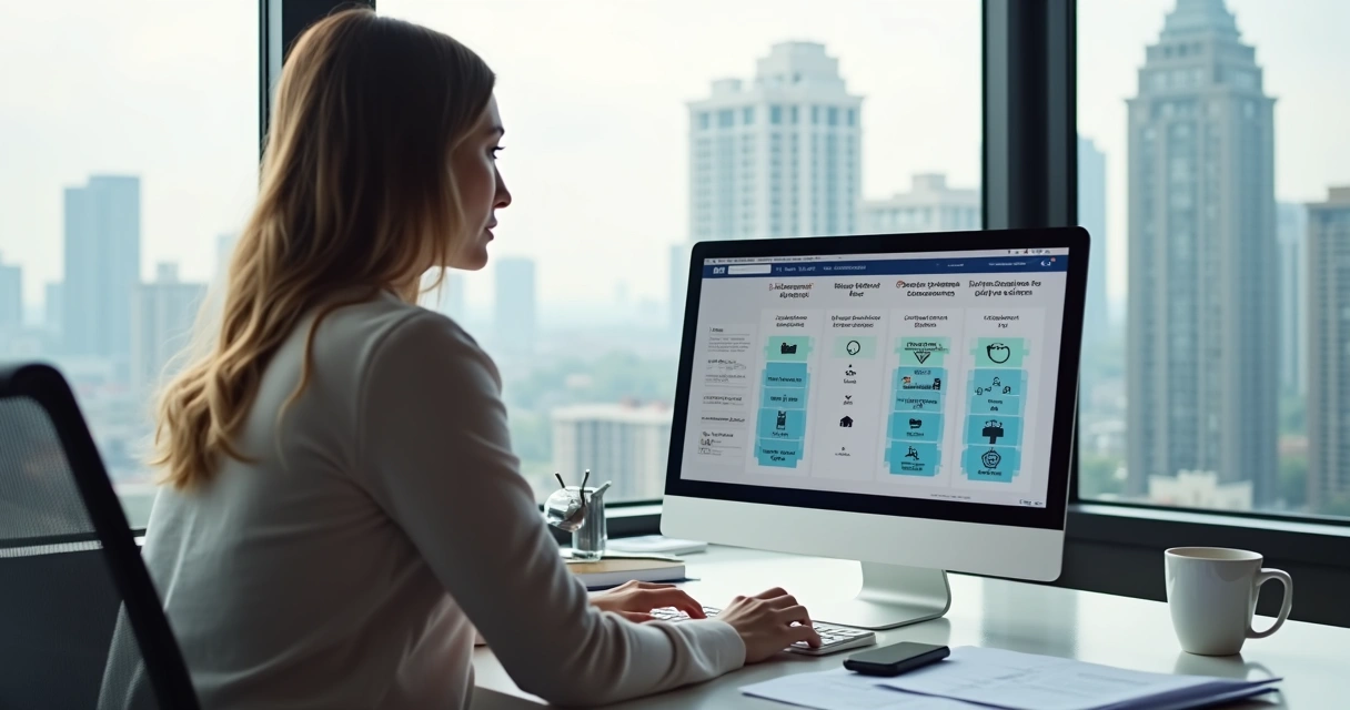 Corretora analisando opções de sistemas de CRM imobiliário