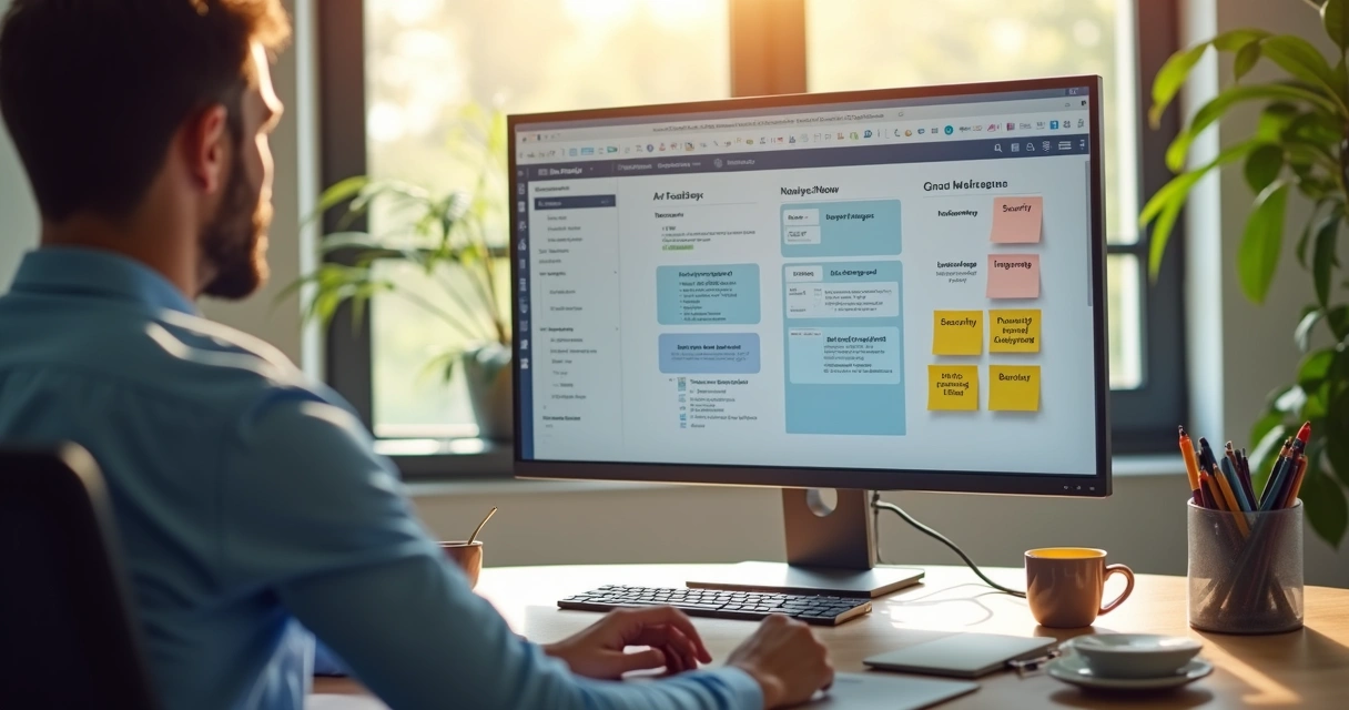 Pessoa analisando diferentes serviços de nuvem no computador 