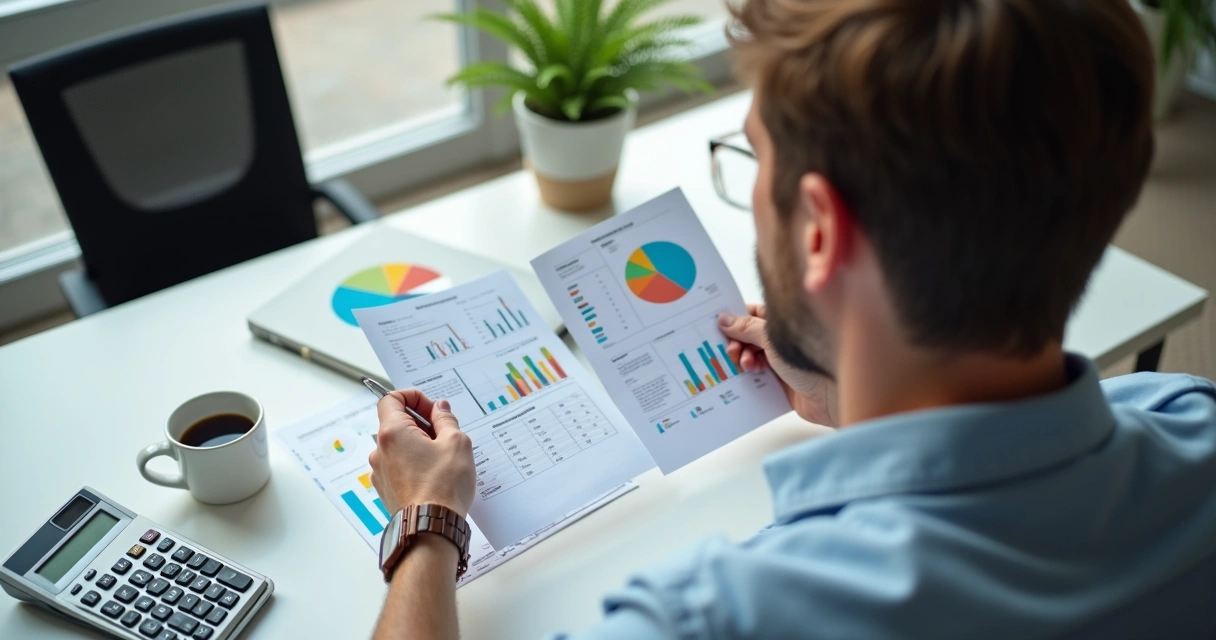 Pessoa analisando planilhas para definir pró-labore ou salário