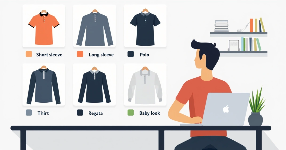 Pessoa navegando por modelos de camisetas diferentes em um site online 