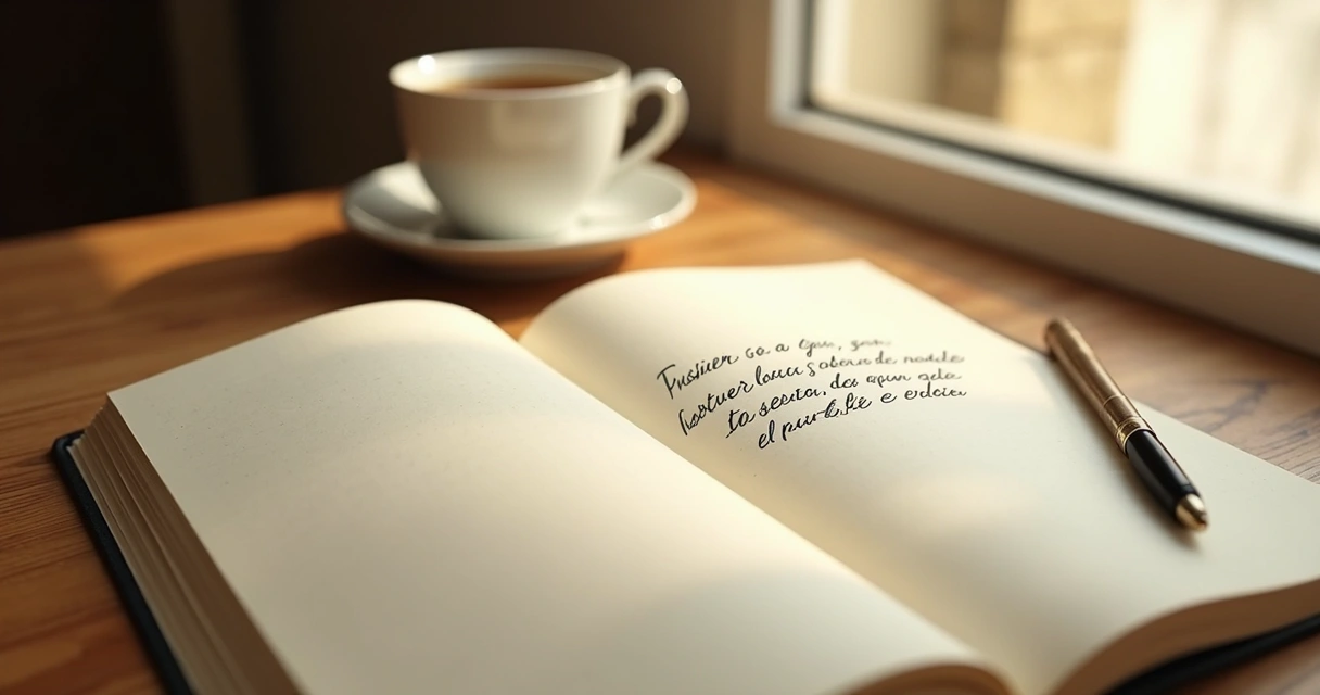 Caderno com frase de reposicionamento escrita à mão