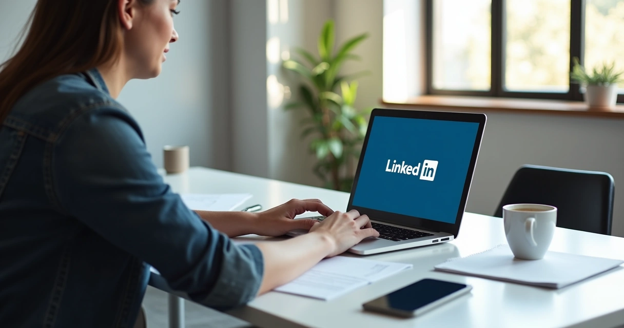 Pessoa escrevendo no computador para LinkedIn 