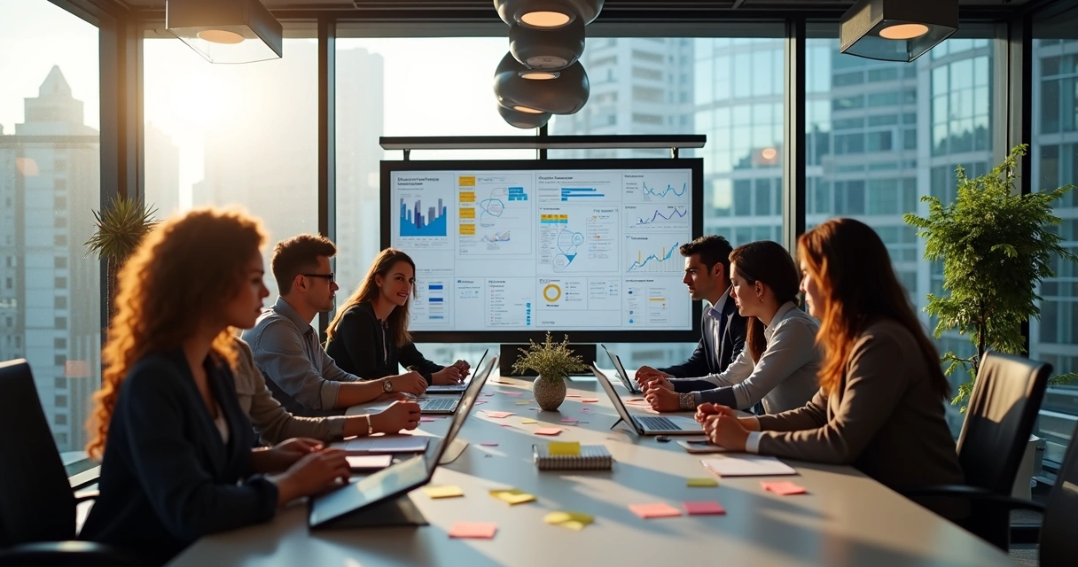 Equipe reunida em escritório de agência de marketing em São Paulo 