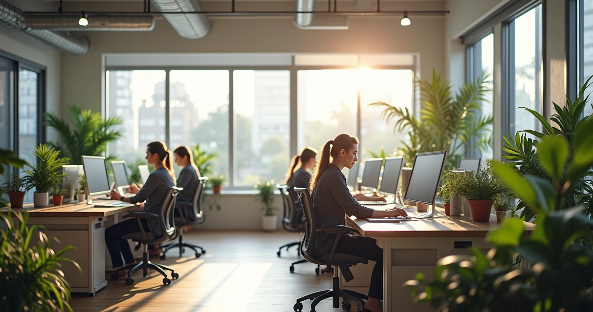 Ambiente de backoffice com clima agradável e equipe tranquila 