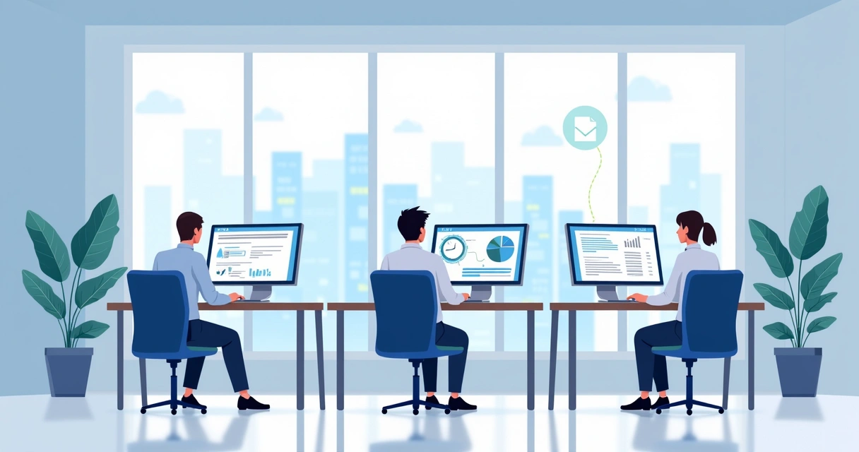 Equipe de contadores usando computadores modernos em um escritório digital 
