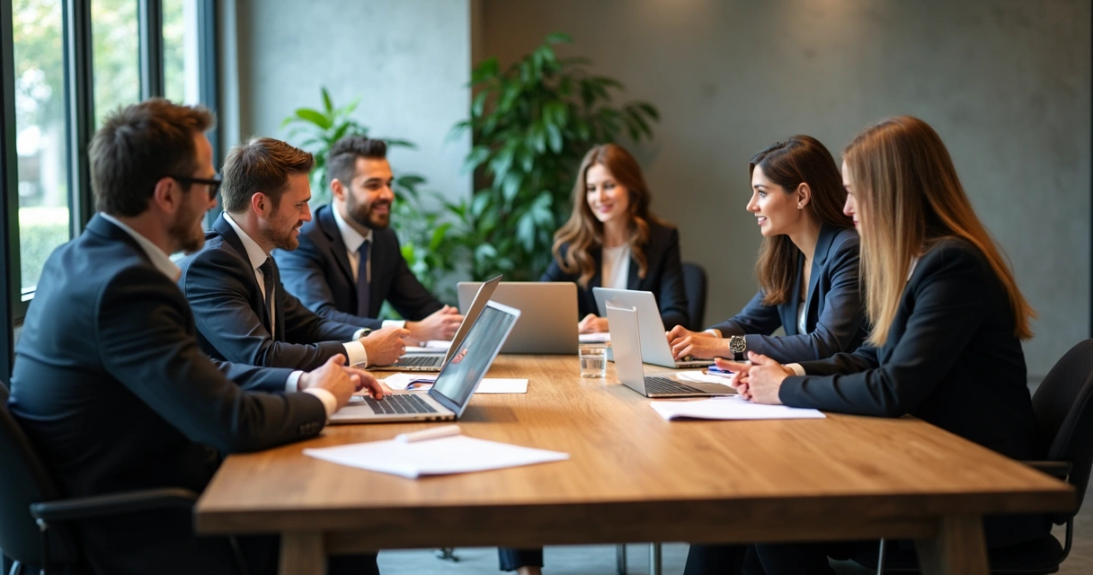 Reunião de contadores com empresários em escritório de contabilidade 