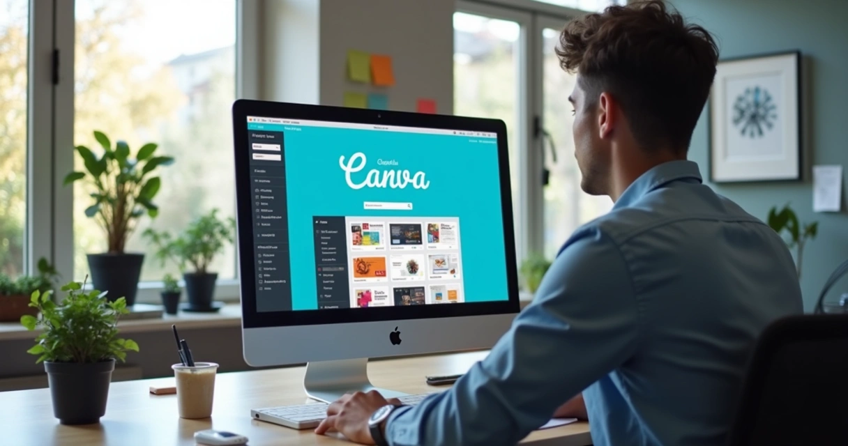 Designer trabalhando em computador criando arte empresarial 