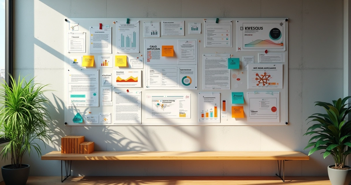 Mural de parede com colagem criativa representando fluxo de caixa e automação financeira 