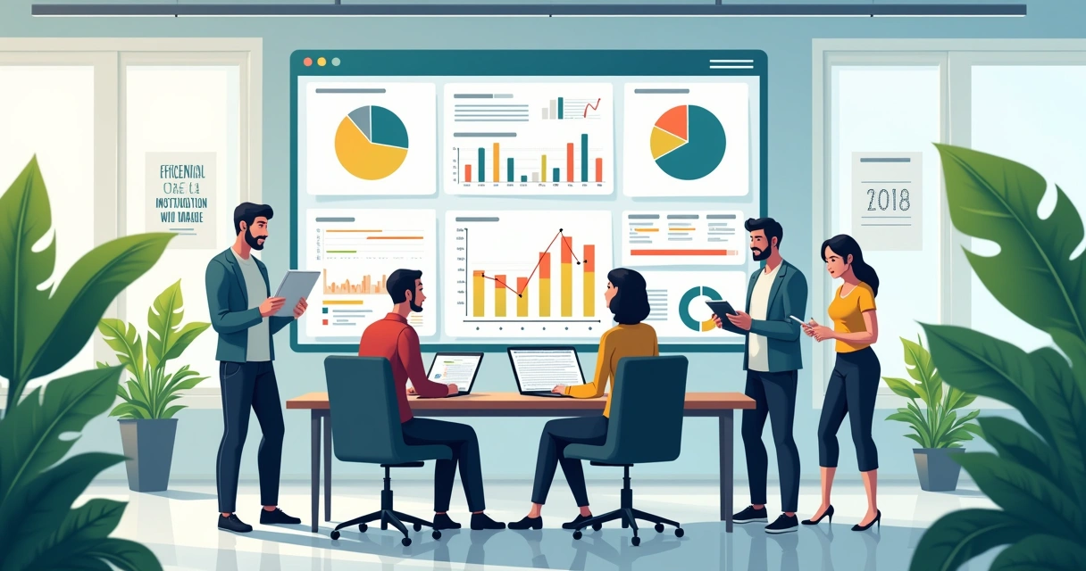 Espaço de escritório moderno com equipe usando tecnologia digital para gestão de ordens de serviço.