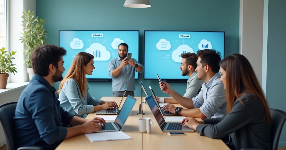 Equipe de contabilidade trabalhando com notebooks e tablets 