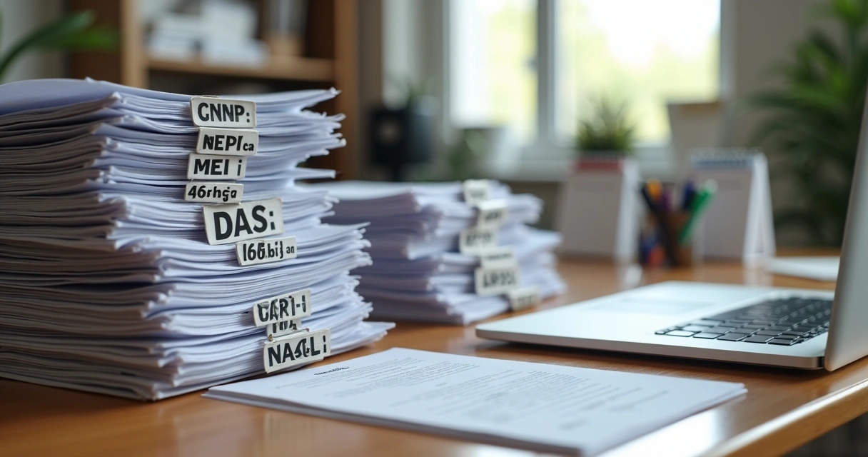 Documentos empresariais organizados em cima de uma mesa 