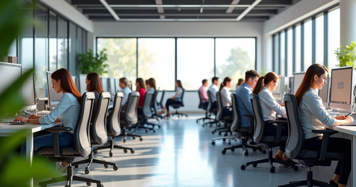 Cadeiras ergonômicas em escritório moderno 