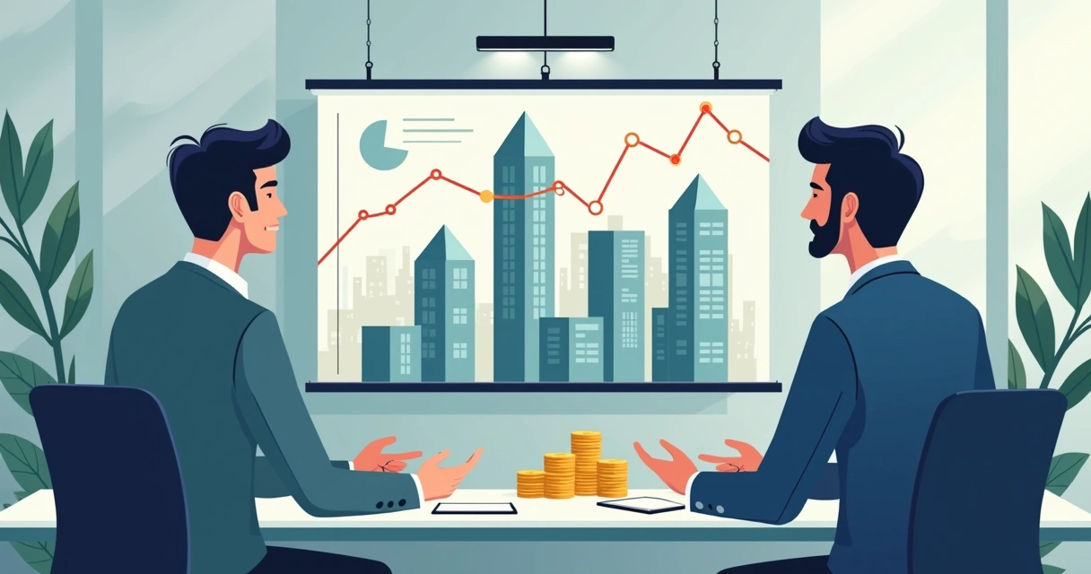 Escritório moderno com gráficos de FIIs em tela
