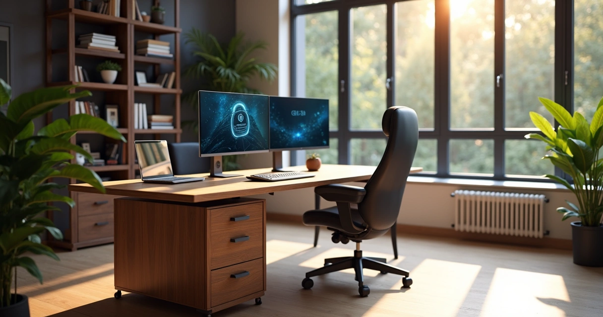 Ambiente de trabalho home office moderno e organizado 