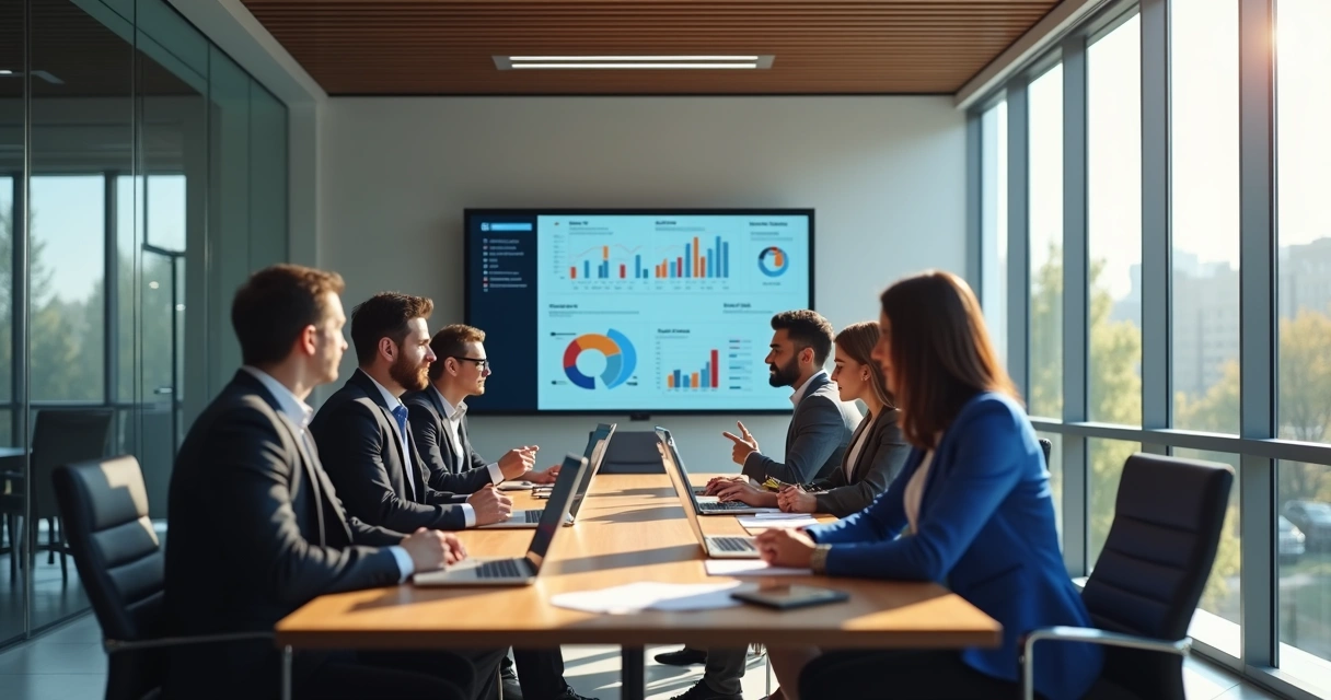 Ambiente moderno de escritório jurídico com advogados trabalhando em reuniões e tecnologia digital 