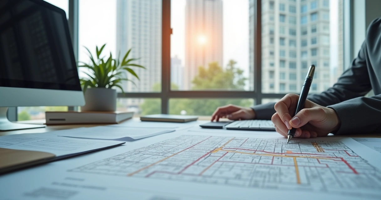 Mesa de escritório com documentos de registro de empresa 