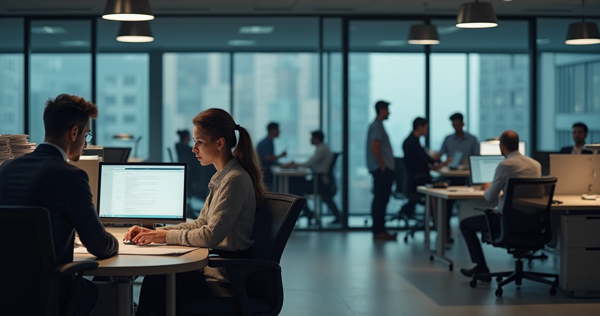 Ambiente de escritório moderno com tensão entre os funcionários 