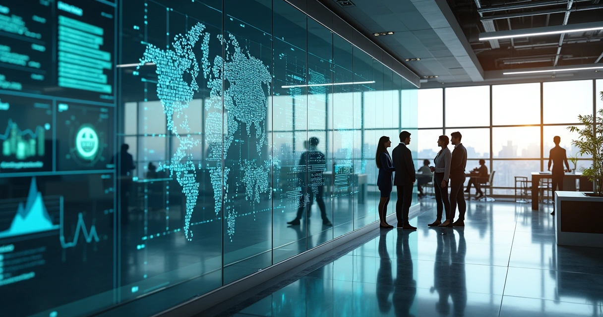 Ambiente de escritório moderno com tecnologia avançada 