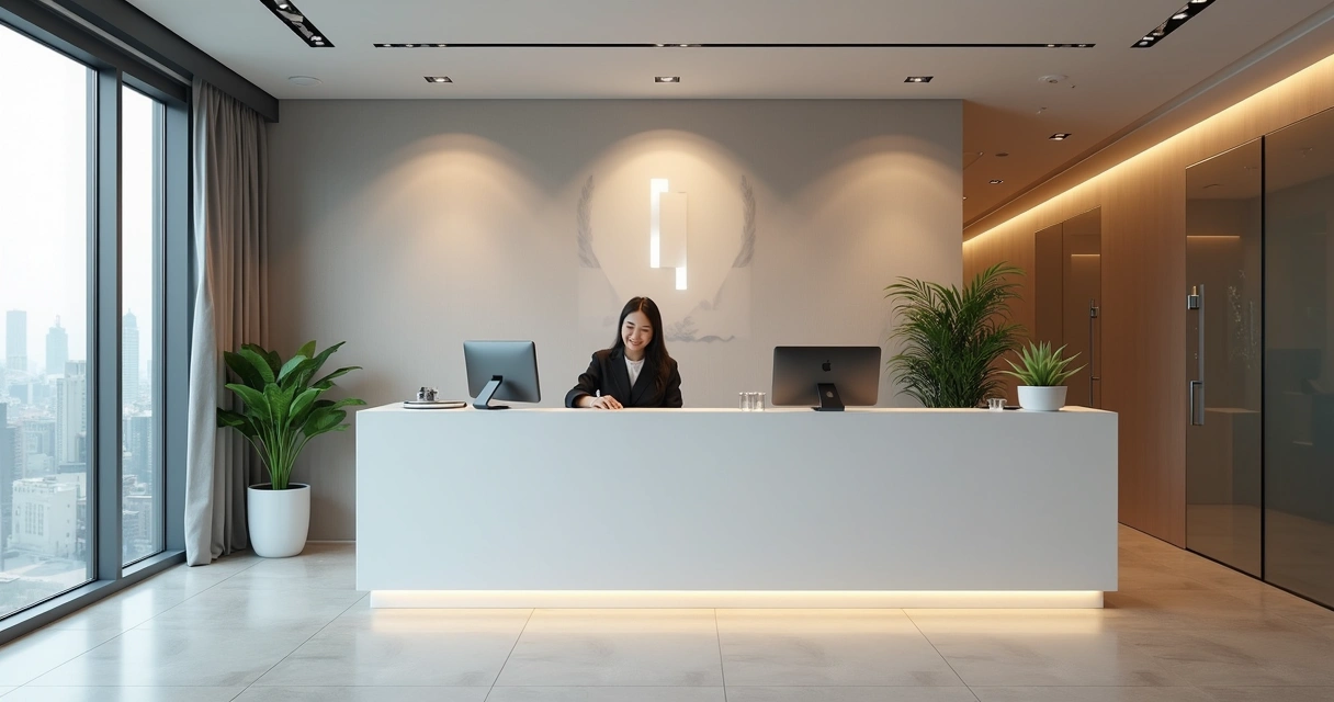 Recepção de um pequeno escritório de BPO financeiro 