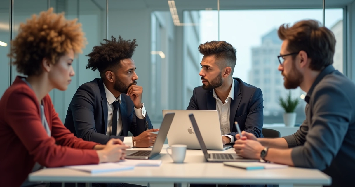 Pessoas em escritório trocando ideias 