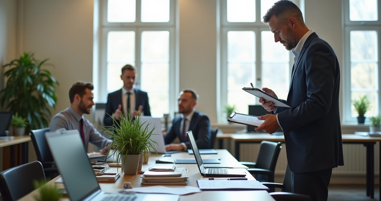 Fiscal vistoriando um escritório para liberação de alvará 