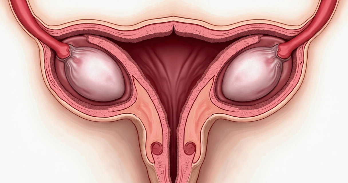 Ilustração anatômica do escroto humano com detalhes dos testículos, vasos e túnicas 