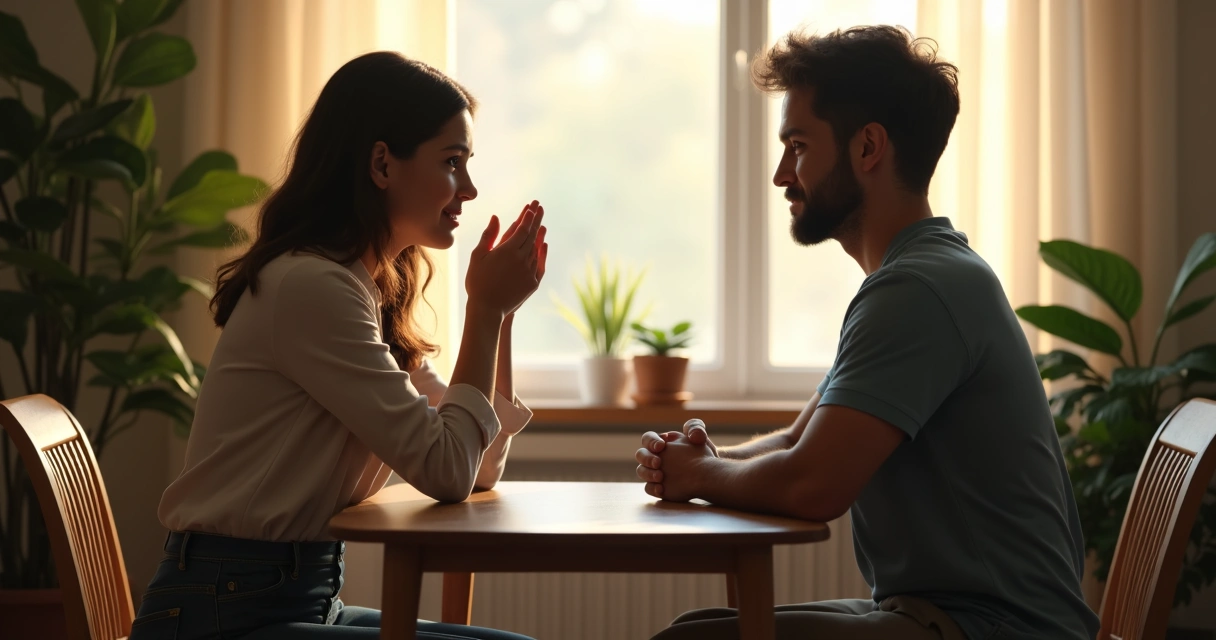 Persona escuchando atentamente a otra en una conversación cercana