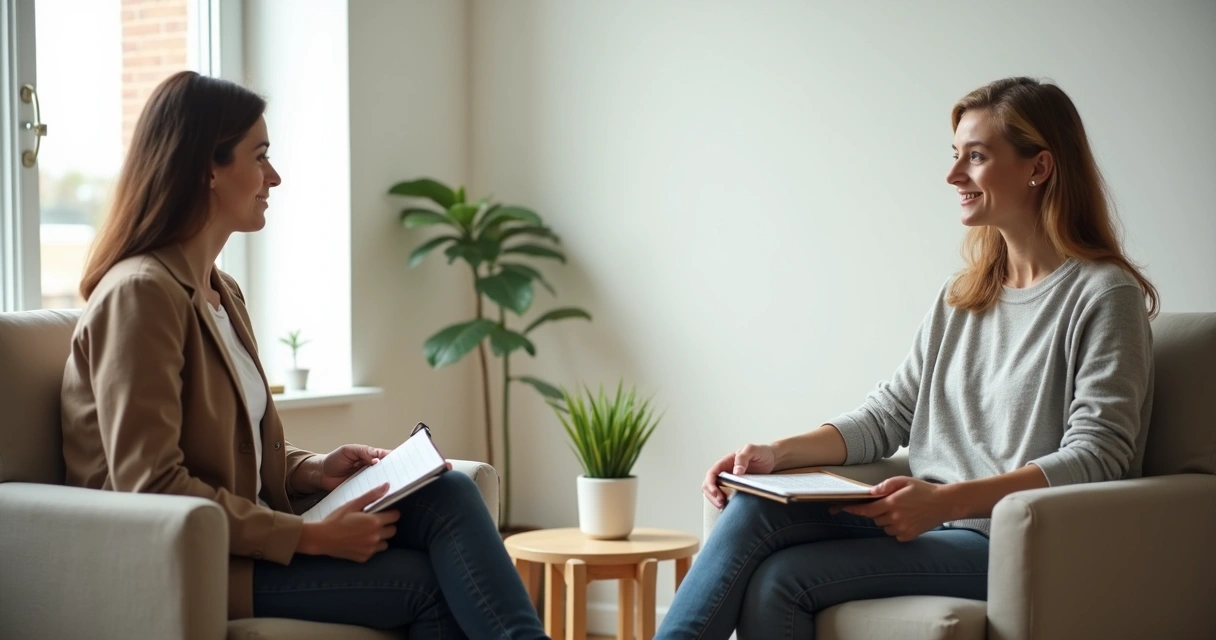Sesión de mentoría emocional en un espacio sereno