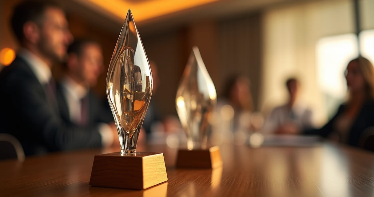 Escultura artística elegante para premiação corporativa 
