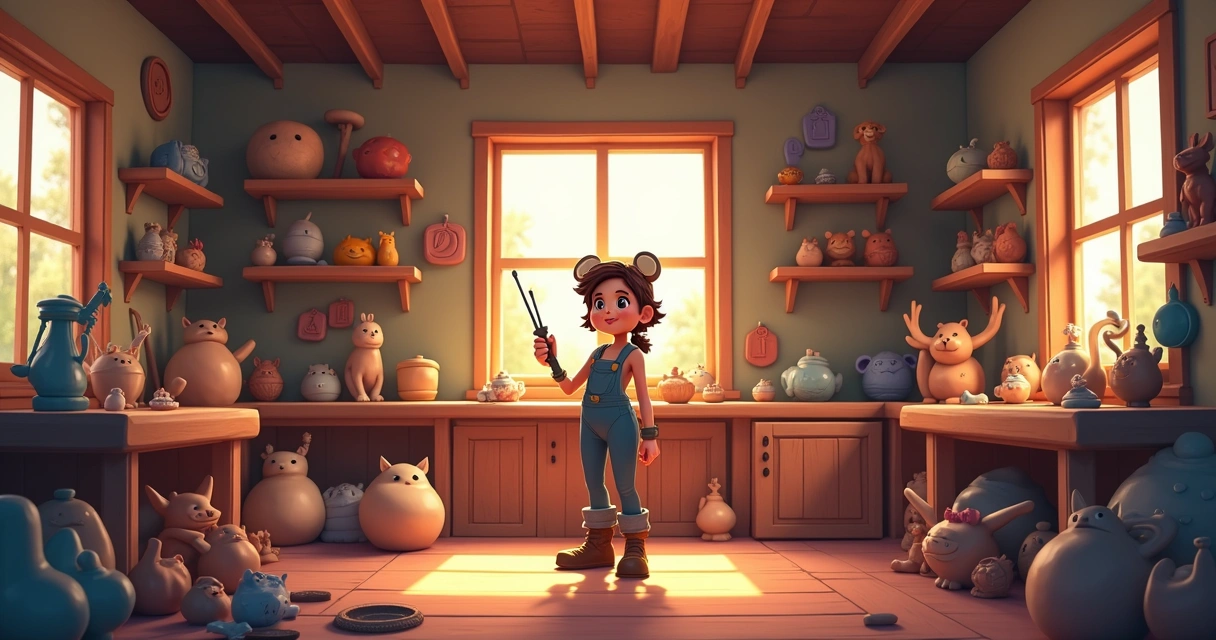 Várias esculturas feitas de clay em casa em Tibia. 