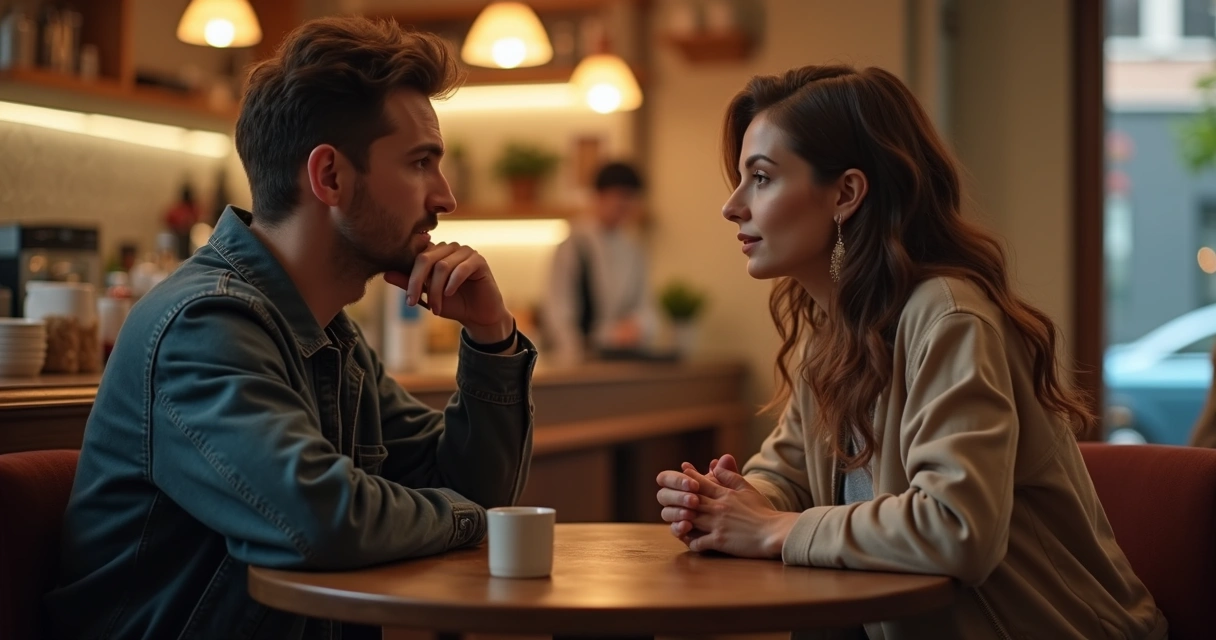 Duas pessoas sentadas frente a frente, conversando atentas com linguagem corporal aberta