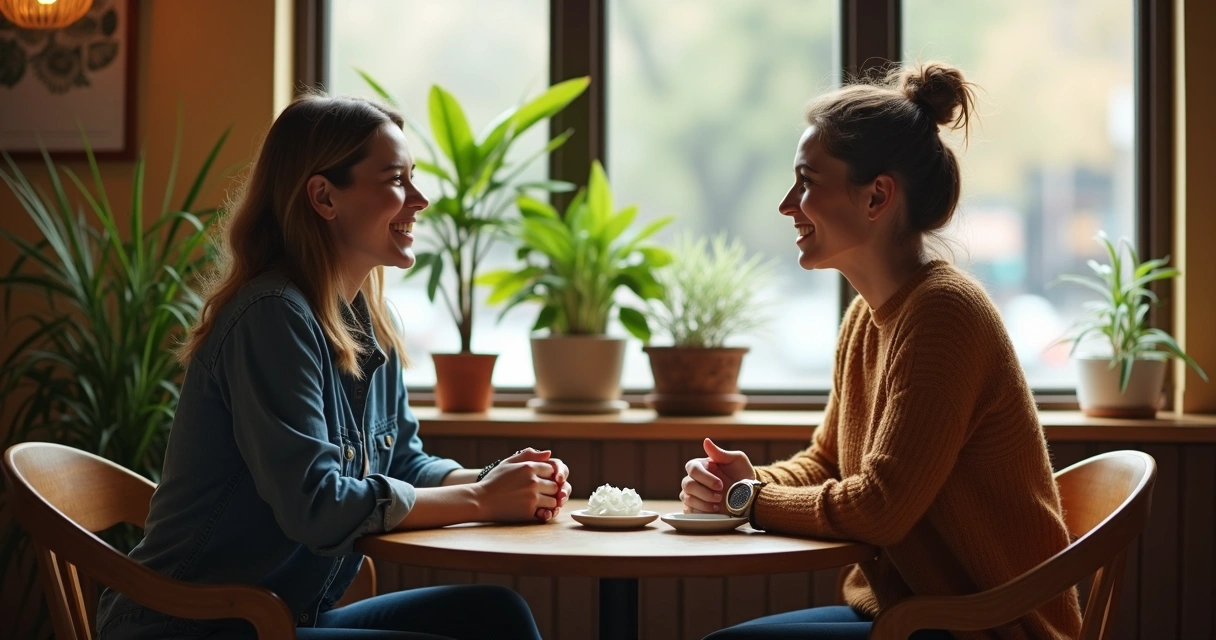 Duas pessoas em conversa construtiva