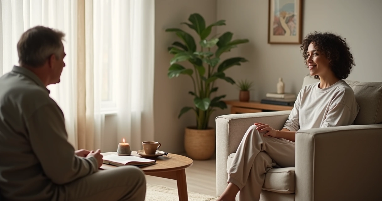 Pessoa ouvindo com atenção em momento de silêncio espiritual 