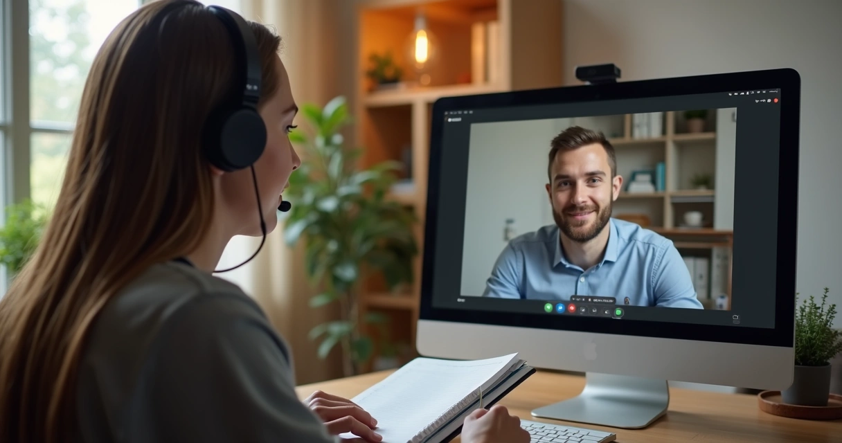 Profissional em escuta ativa durante conversa individual online