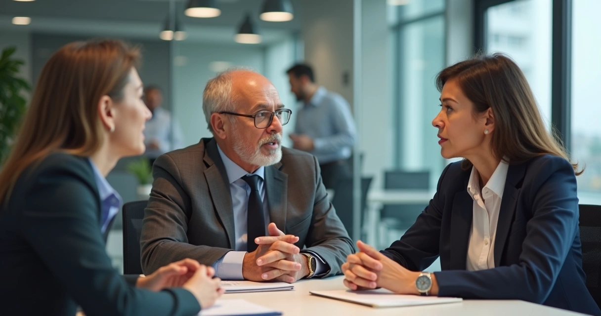 Profissionais praticando escuta ativa em conversa de trabalho 