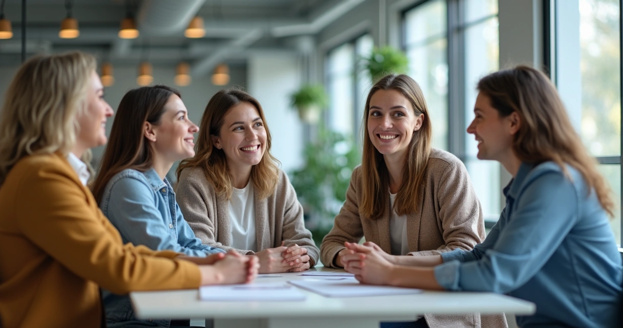Pessoas em reunião atentos a quem está falando