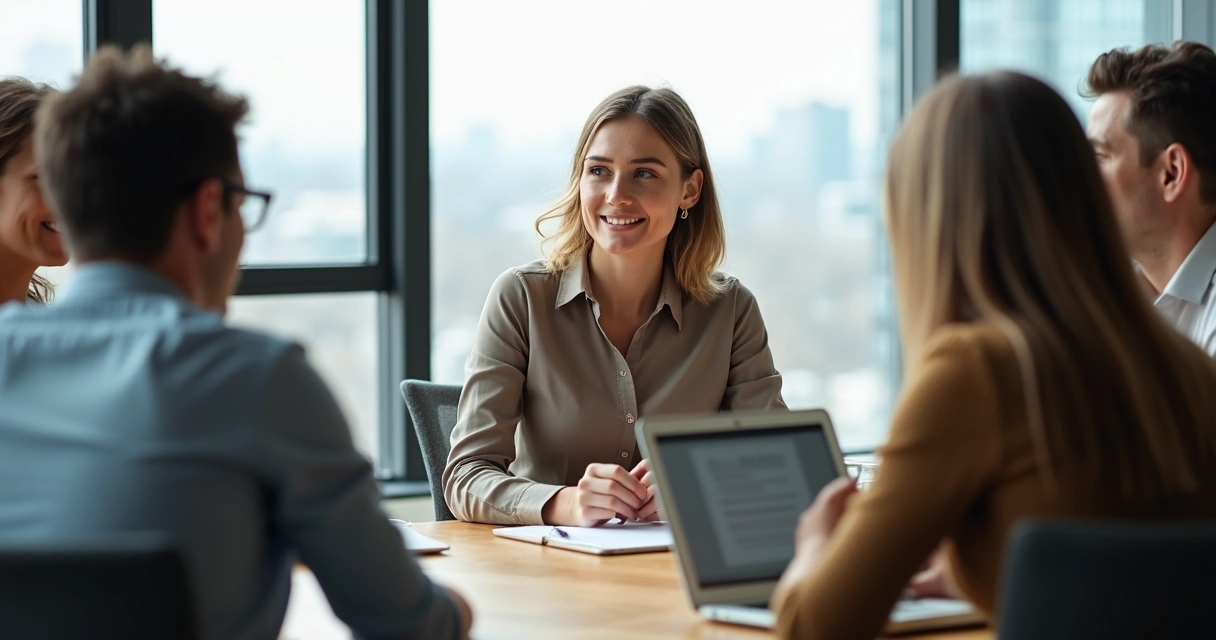 Pessoa ouvindo com atenção em reunião de trabalho em grupo 