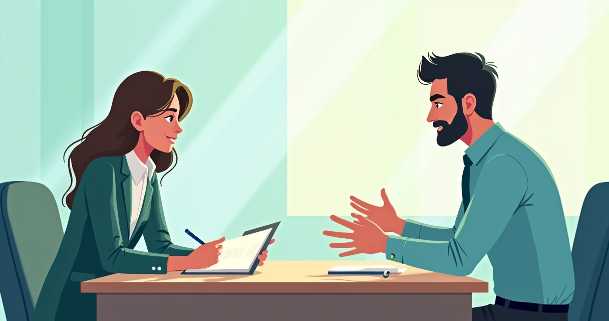 Consultor ouvindo atentamente cliente em conversa de negócios 