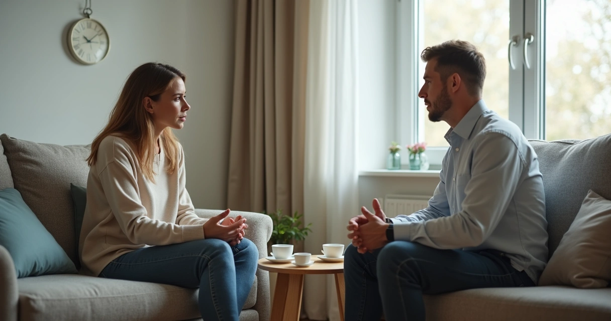 Duas pessoas conversando com espaço respeitoso entre elas 
