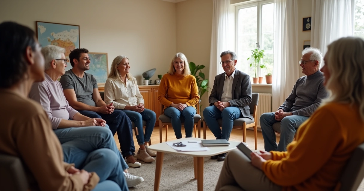 Grupo de pessoas sentadas em círculo enquanto participam de escuta ativa e diálogo 