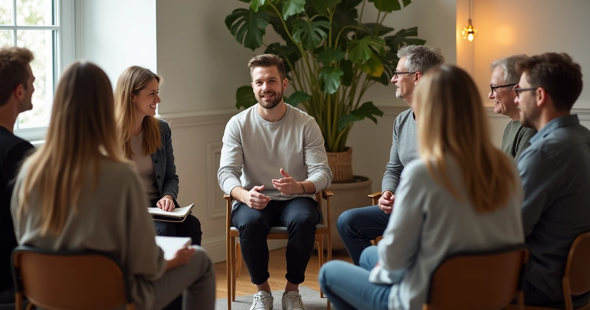 Pessoas conversando em roda de escuta acolhedora 