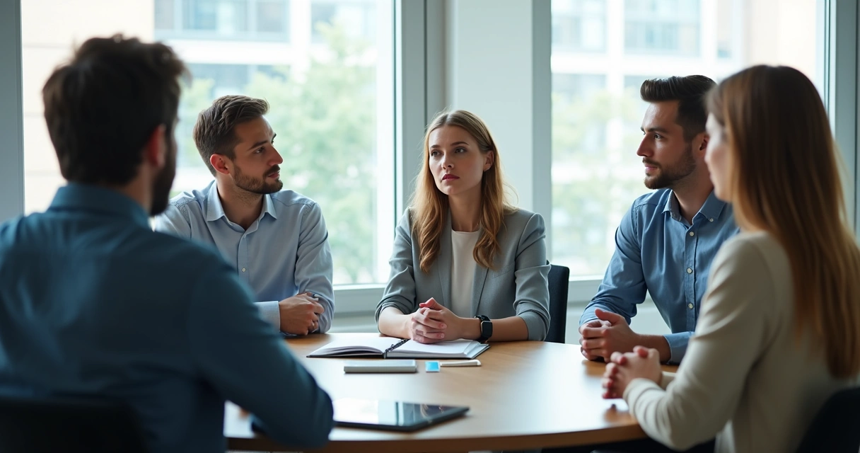 Equipe em roda de conversa com escuta atenta