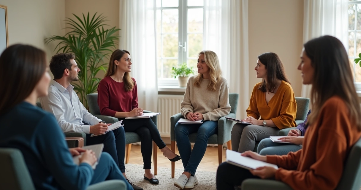 Grupo em roda de conversa com escuta atenta 