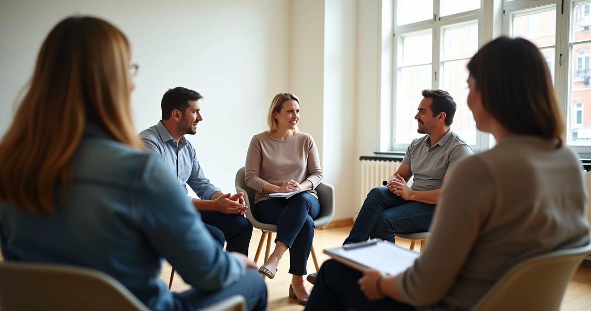Pessoas em reunião ouvindo uma fala com atenção 