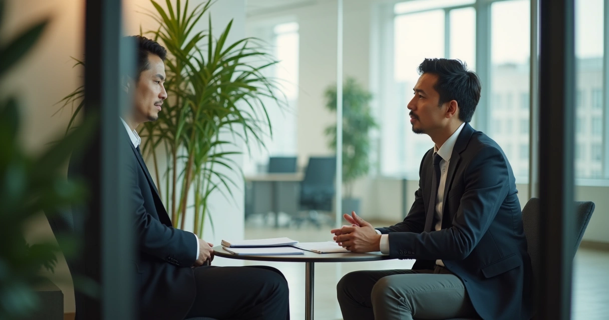 Profissionais conversando com escuta atenta em ambiente de trabalho