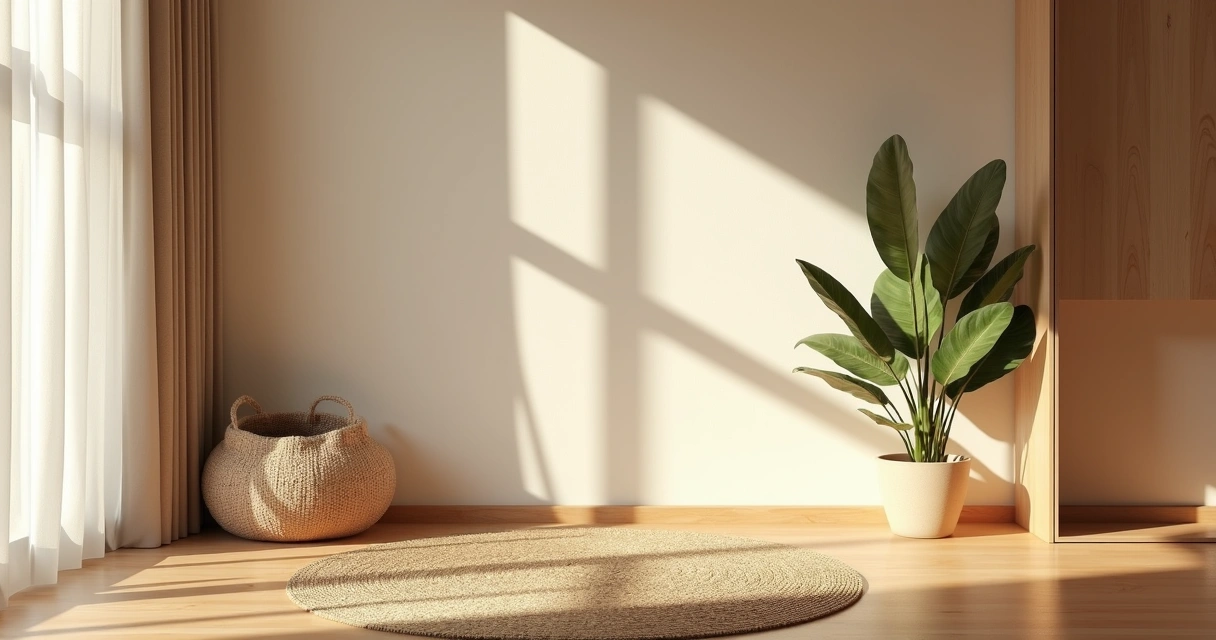 Espacio de meditación sencillo y acogedor en un hogar moderno. 