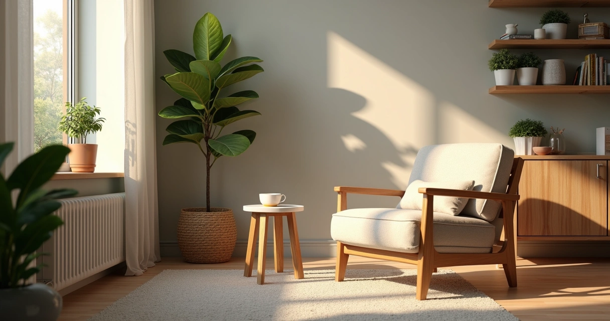 Espacio tranquilo de reflexión en casa con luz natural 