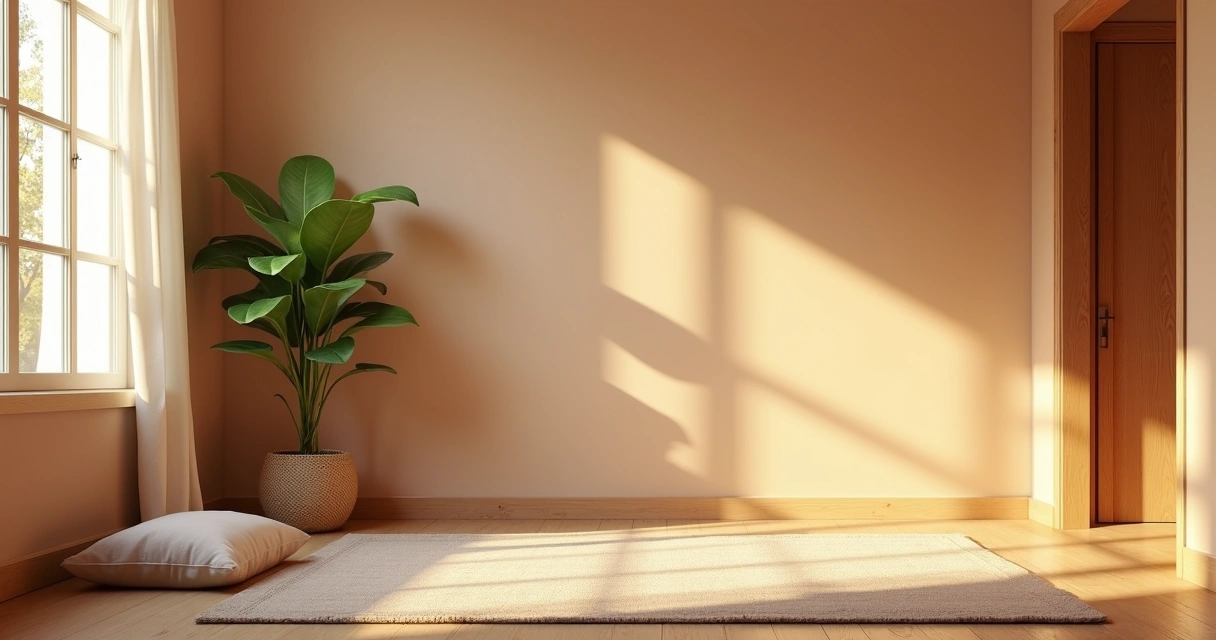 Espaço simples para meditação marquesiana com almofada no chão