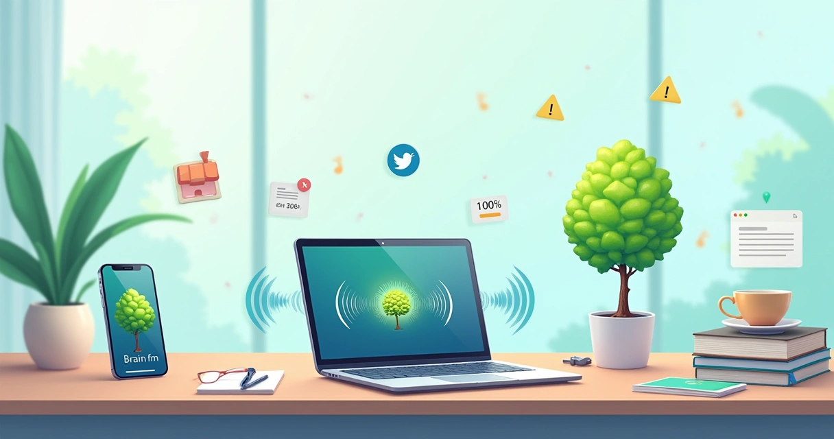 Espaço de trabalho com aplicativos de produtividade para evitar distrações digitais.